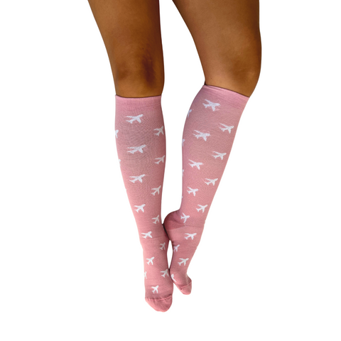 Airplane Compression Socks (Pink)