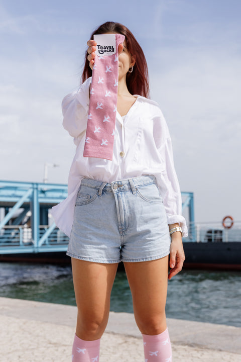 Airplane Compression Socks (Pink)